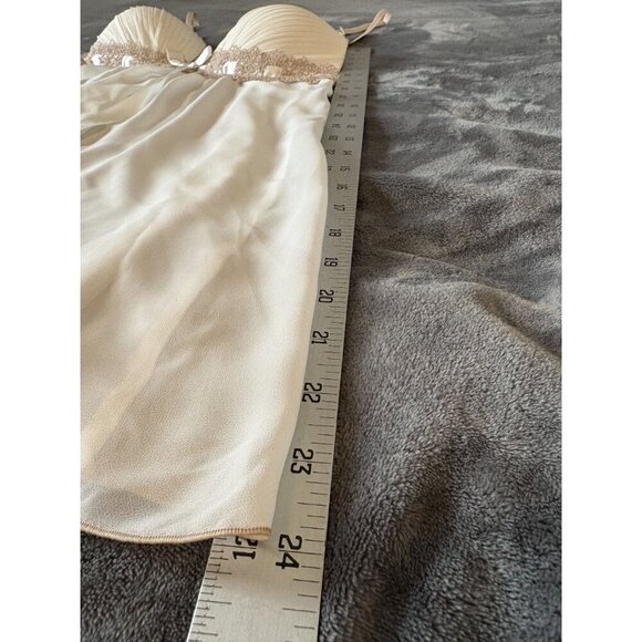 Linea Donatella Women's Sheer Babydoll Lingerie L Ivory Lace Trim Chemise - Picture 9 of 9